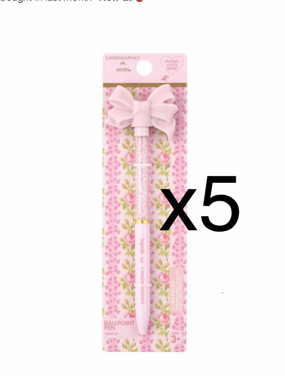 5 Loveshackfancy x Target Yoobi Pink Bow Ballpoint Pen